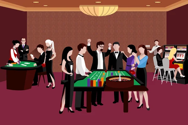 Personas en Casino Ilustración — Vector de stock