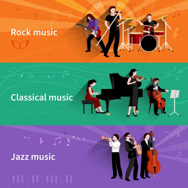 Muzikanten Banner Set — Stockvector