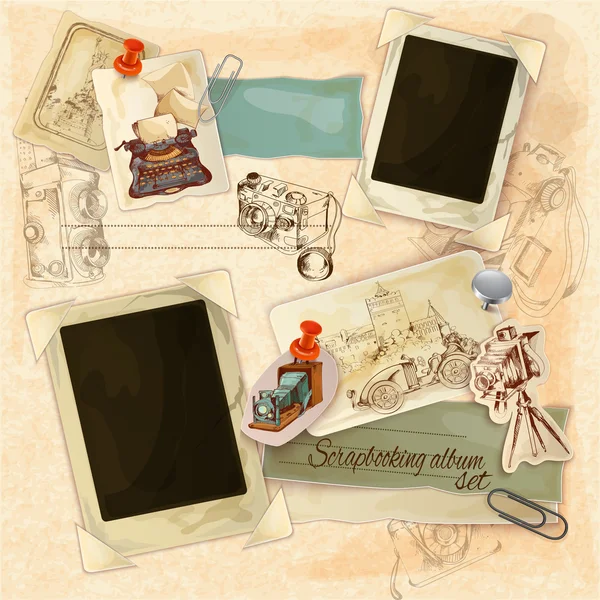 Retro Scrapbooking Set — Stock Vector