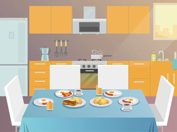 Breakfast Table Flat Stock Vector