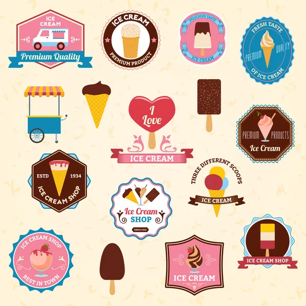 Ice cream emblemen set Vectorbeelden