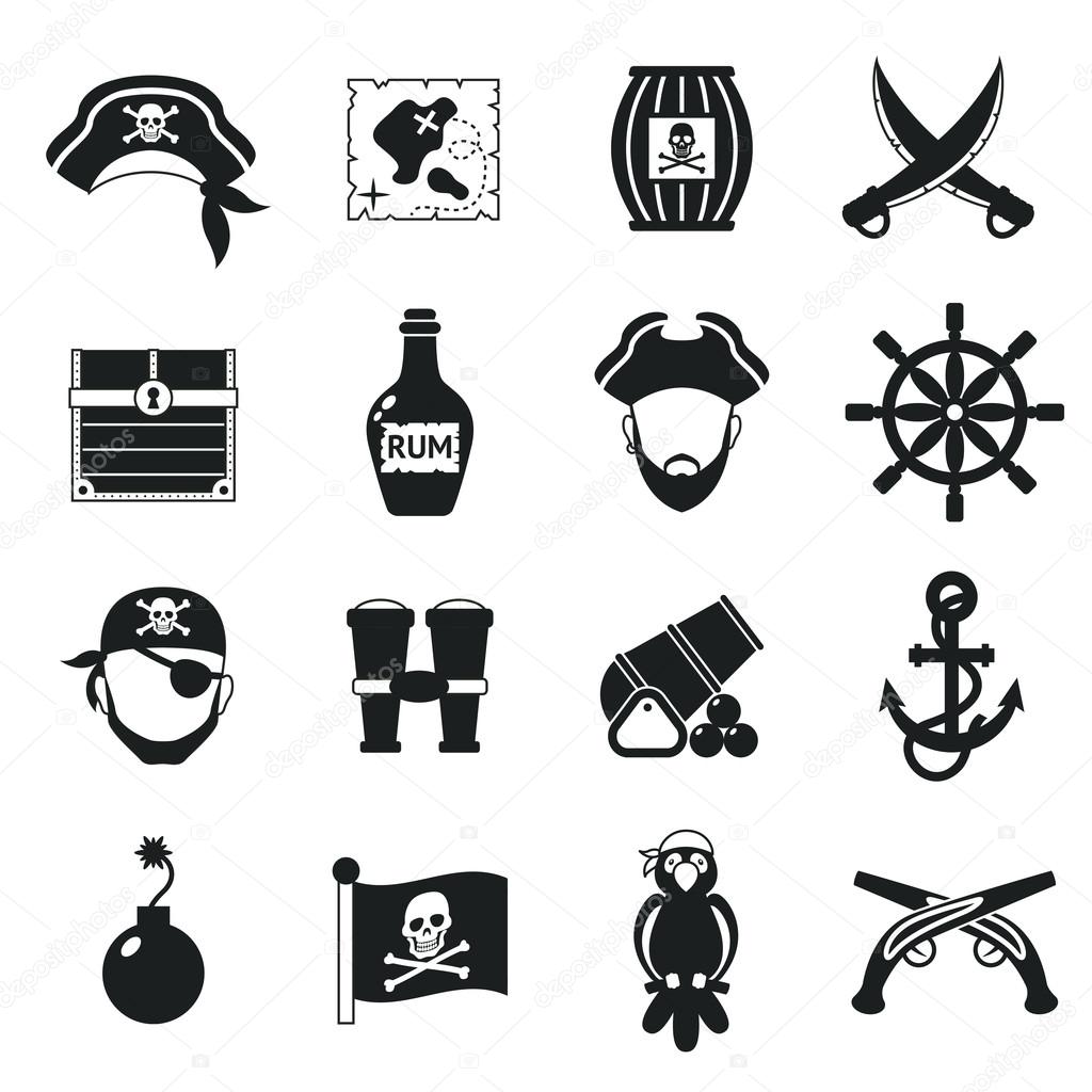 Pirate icons set black