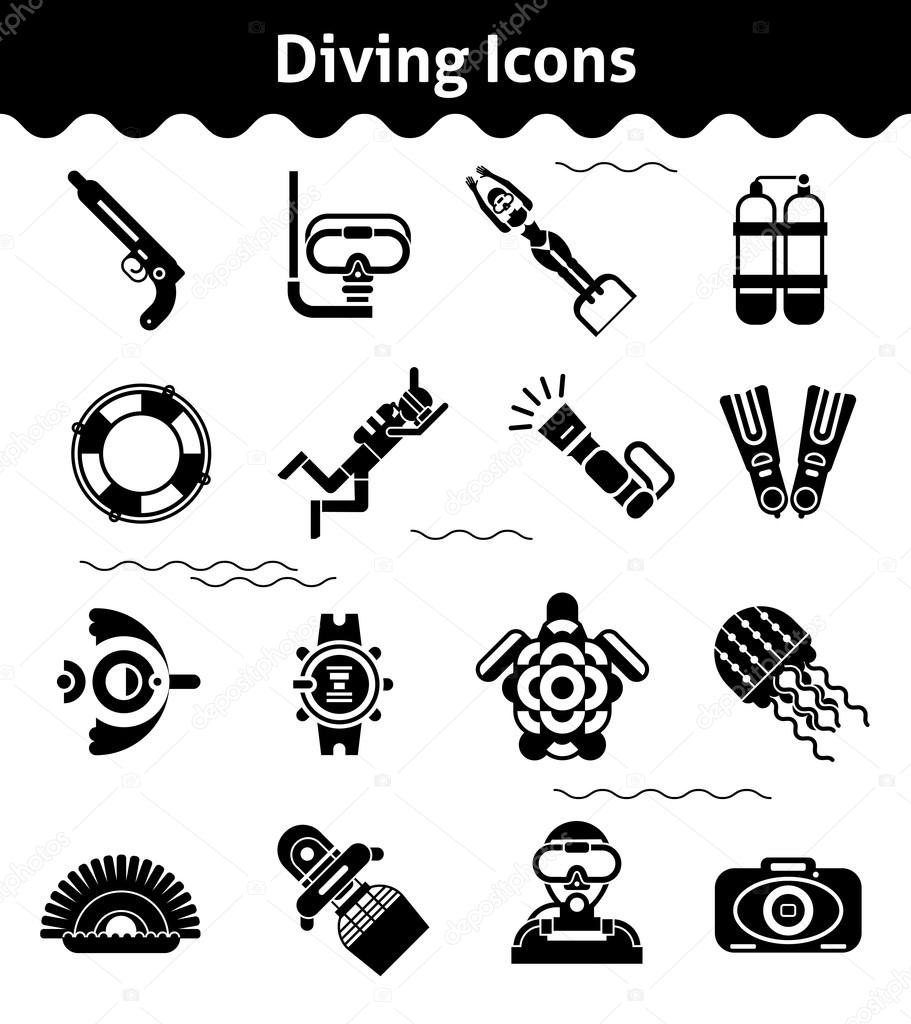 Diving Icons Black