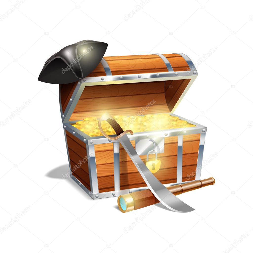 Pirate treasure chest illustration