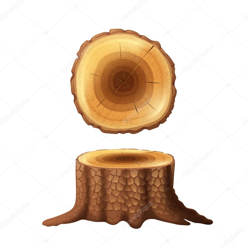 Tree stump two views icons set