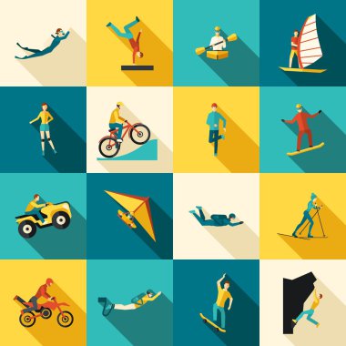 doğa sporları düz Icons set