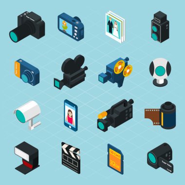 izometrik fotoğraf ve video simgeler