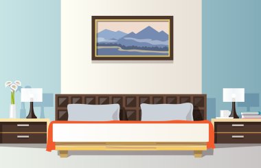 Bedroom Flat Illustration clipart