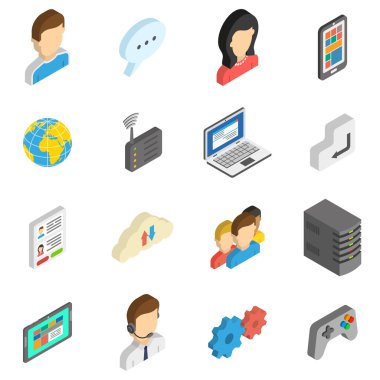 İnternet izometrik Icon set