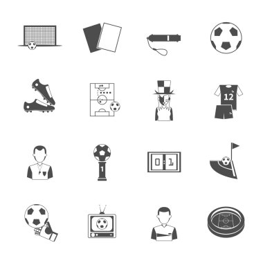 siyah futbol Icons set