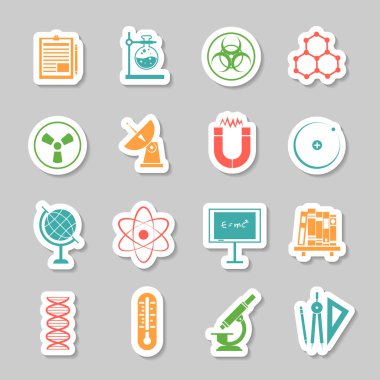 Science stickers  icons set 