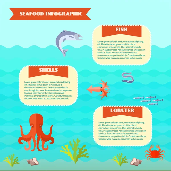 Meeresfrüchte-Infografik — Stockvektor