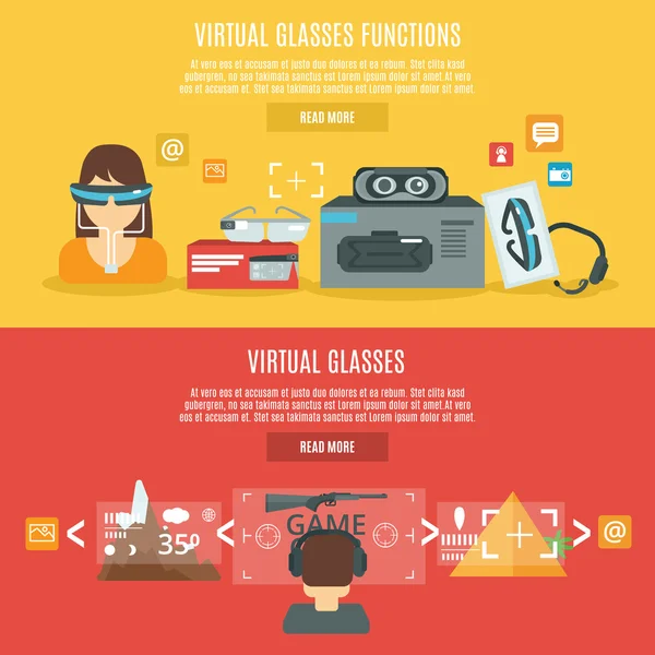 Banner óculos virtuais — Vetor de Stock
