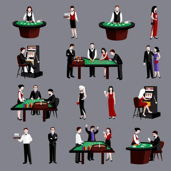 Personas en el casino — Vector de stock