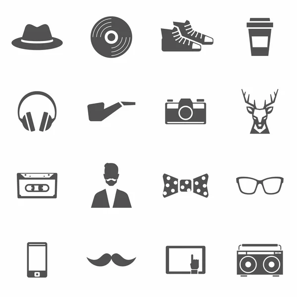 Hipster siyah Icons set — Stok Vektör