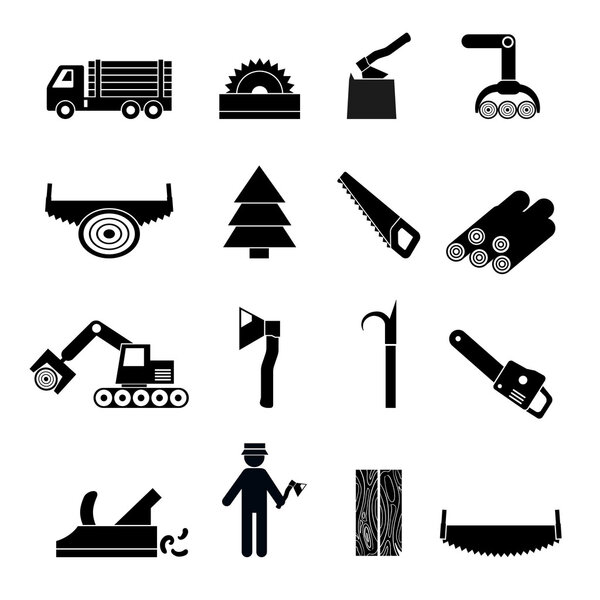 Woodworking Industry Icons Black