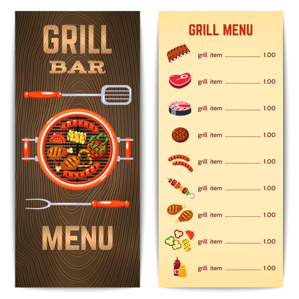 Ilustracja menu grill — Wektor stockowy