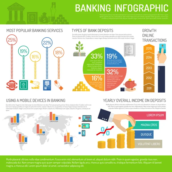 Conjunto de infográficos bancários — Vetor de Stock