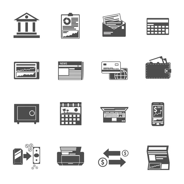 Bankacılık Icons siyah set — Stok Vektör