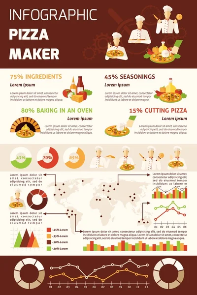 Haciendo Pizza Infografías — Vector de stock