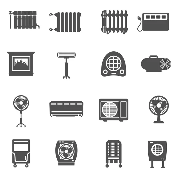 Ensemble d'icônes de chauffage et de refroidissement — Image vectorielle