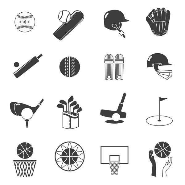 Conjunto de iconos deportivos Negro — Vector de stock