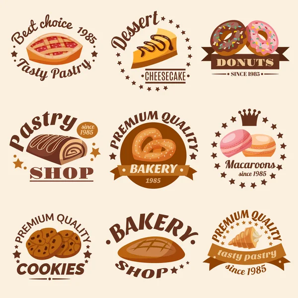 Pastry Emblems Set — Stock Vector