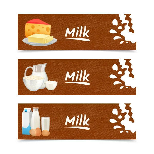 Melk producten banners — Stockvector