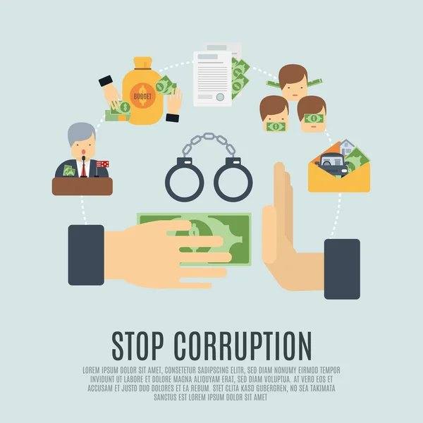 Concept de corruption Plat — Image vectorielle