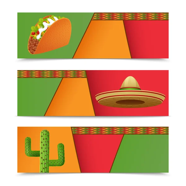 Banners Mexicanos Horizontal — Vector de stock