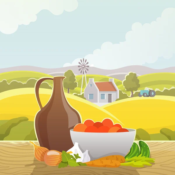 Rural landscape abstract illustration poster — Stockový vektor