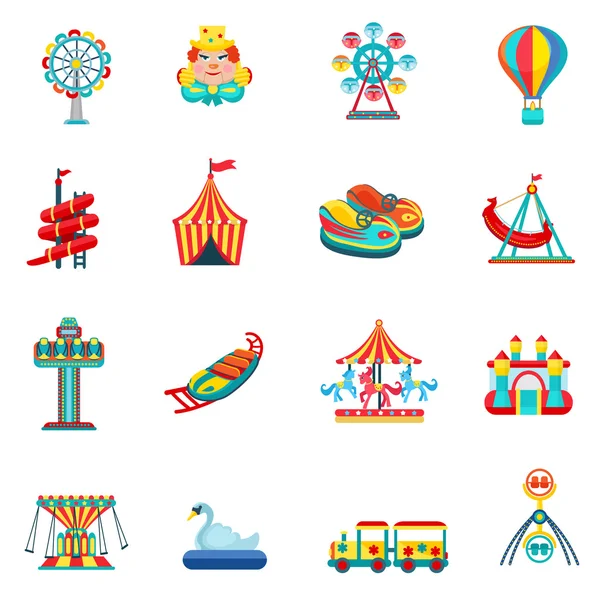 Amusement park icons set — Stock Vector