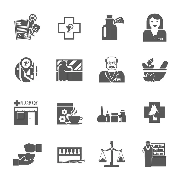 Pharmacicst black icons set — Stock Vector