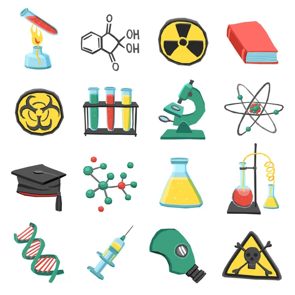 Conjunto de ícones de química laboratório — Vetor de Stock