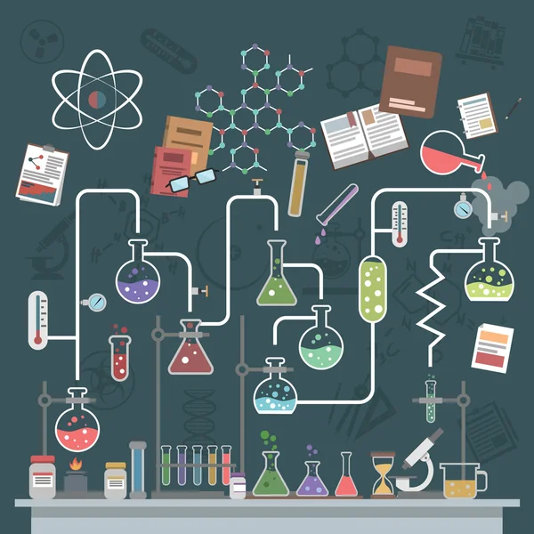 Science Concept Flat — Stock Vector