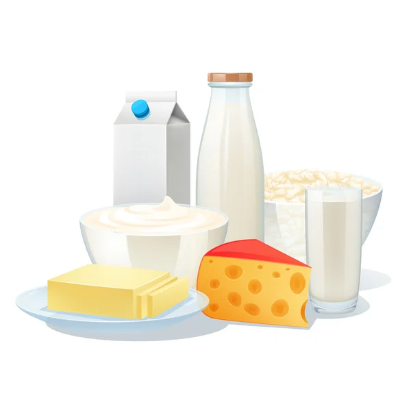 Milk Products Set — Stock Vector