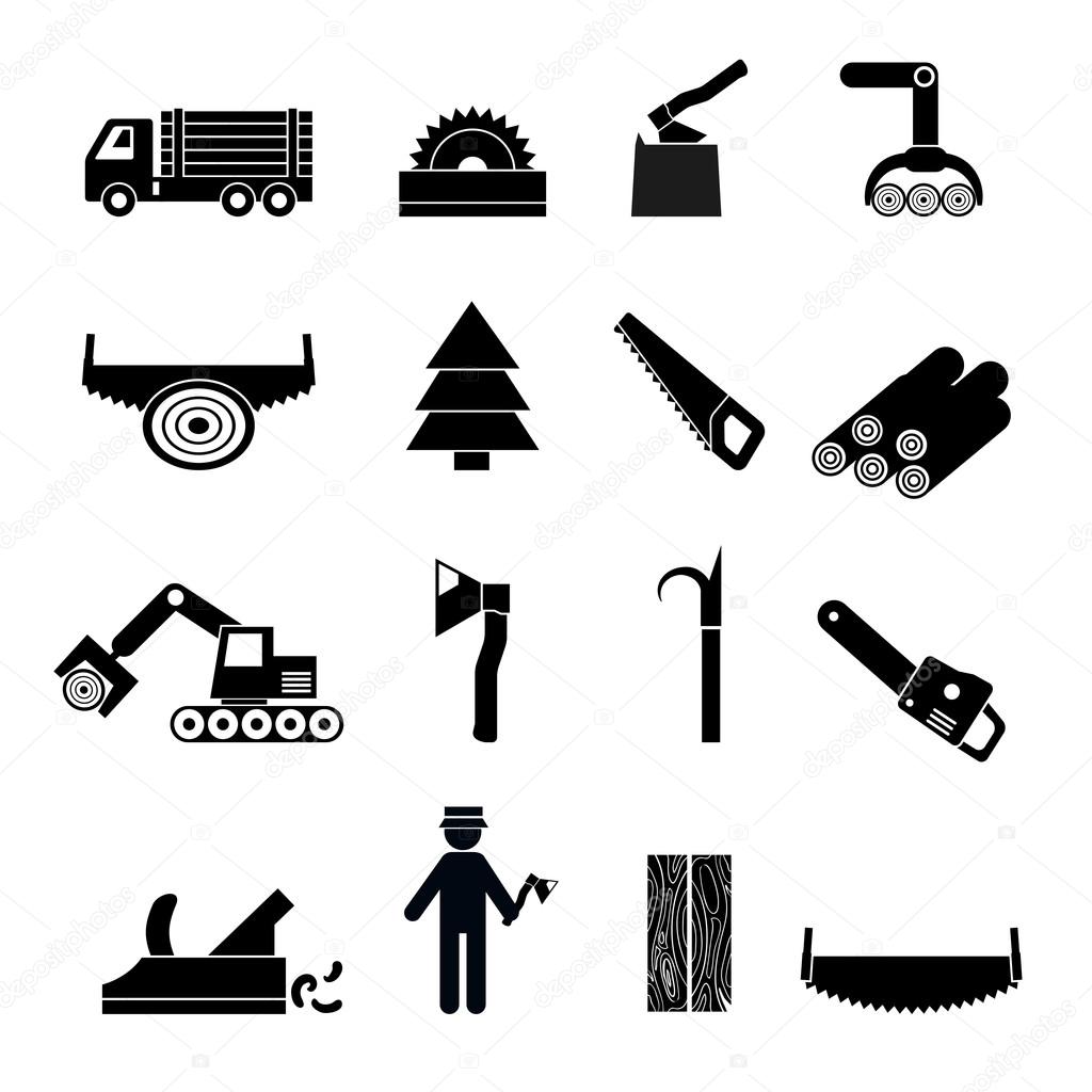 Woodworking Industry Icons Black