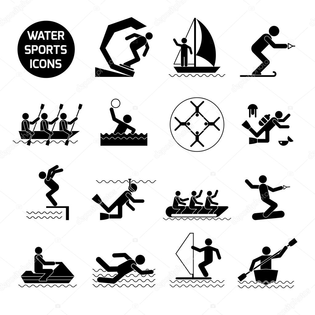 Water Sports Icons Black