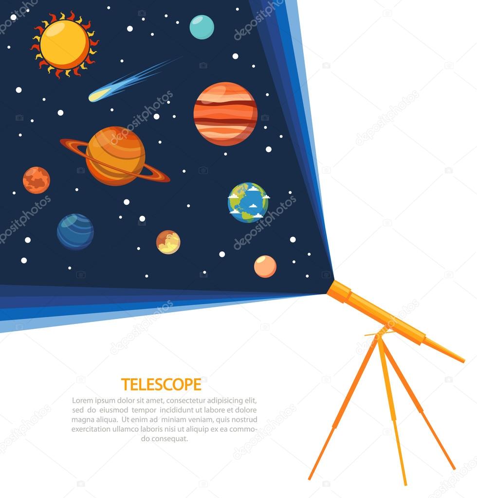 Telescope solar system concept poster