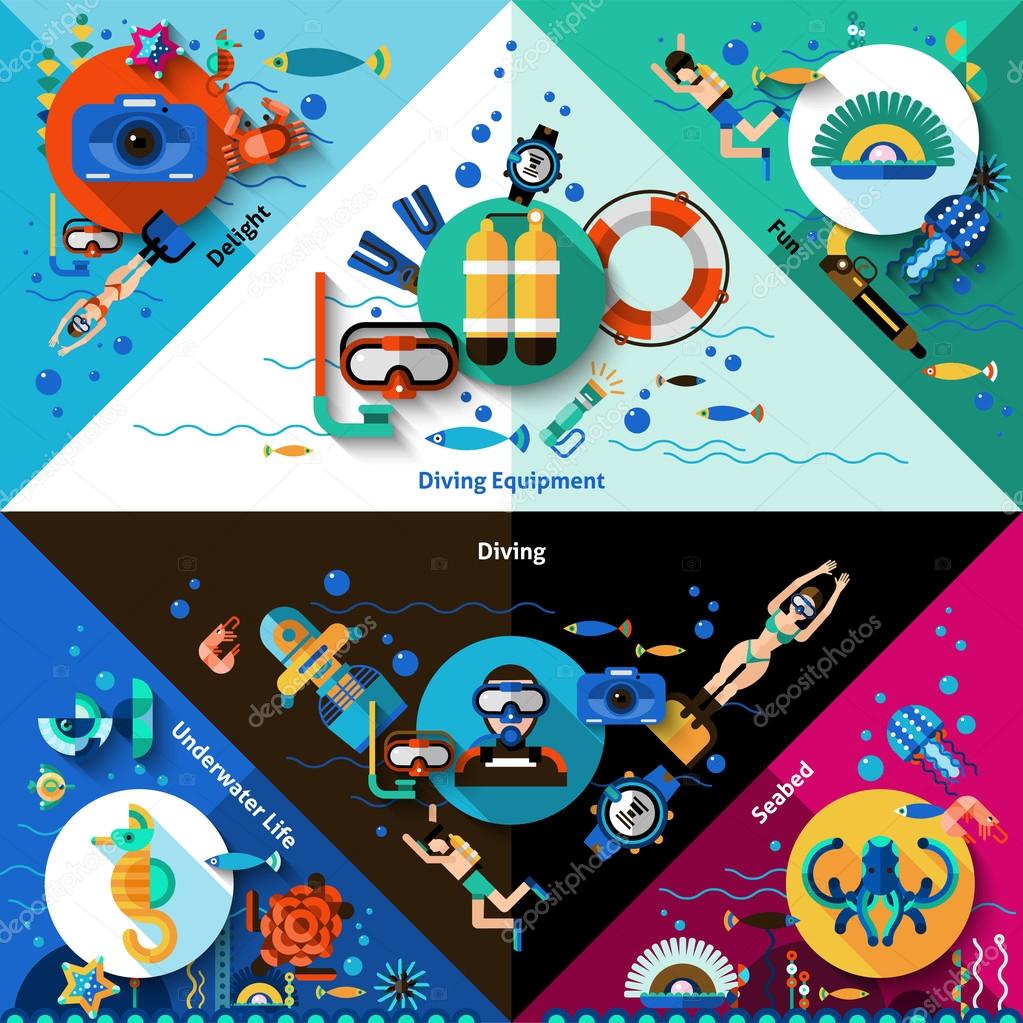 Ensemble De Coins De Plongee Image Vectorielle Par Macrovector C Illustration