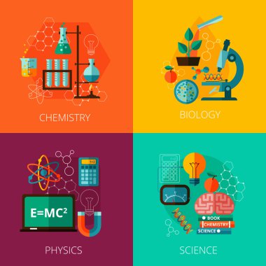 Science concept 4 flat icon composition icons 