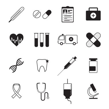 Medicine icons set black