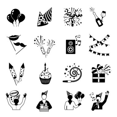 Party Icons Black And White clipart