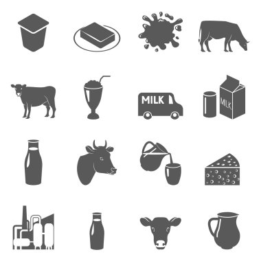 Süt siyah Icons Set