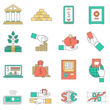 Banking business icons set