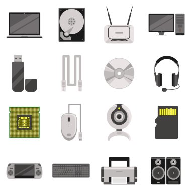 Computer Components And Accessories Icon Set