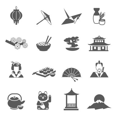 Japan Silhouette Flat Icon Set