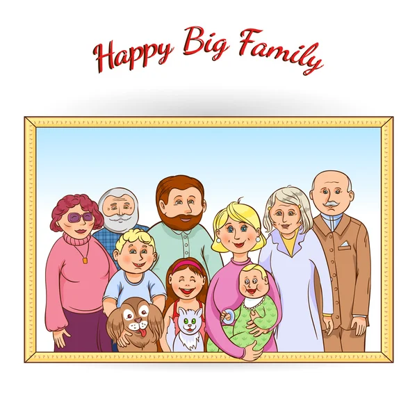 Happy family framed portrait — Stock vektor