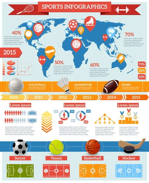 Atur Infografis Olahraga - Stok Vektor
