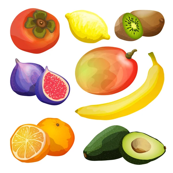 Conjunto de frutas exóticas — Vetor de Stock